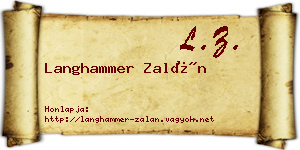 Langhammer Zalán névjegykártya